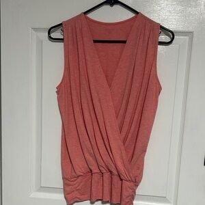 Garnet Hill Coral Wrap Blouse